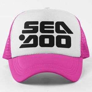 NEW Sea Doo Big Logo Foam Trucker Mesh Snapback Hat 2-TONE HOT PINK